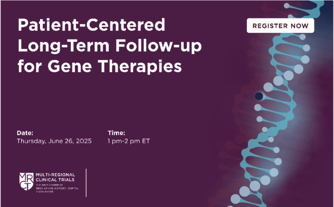 Webinar graphic for Patient-Centered Long-Term Follow-Up for Gene Therapies on June 26